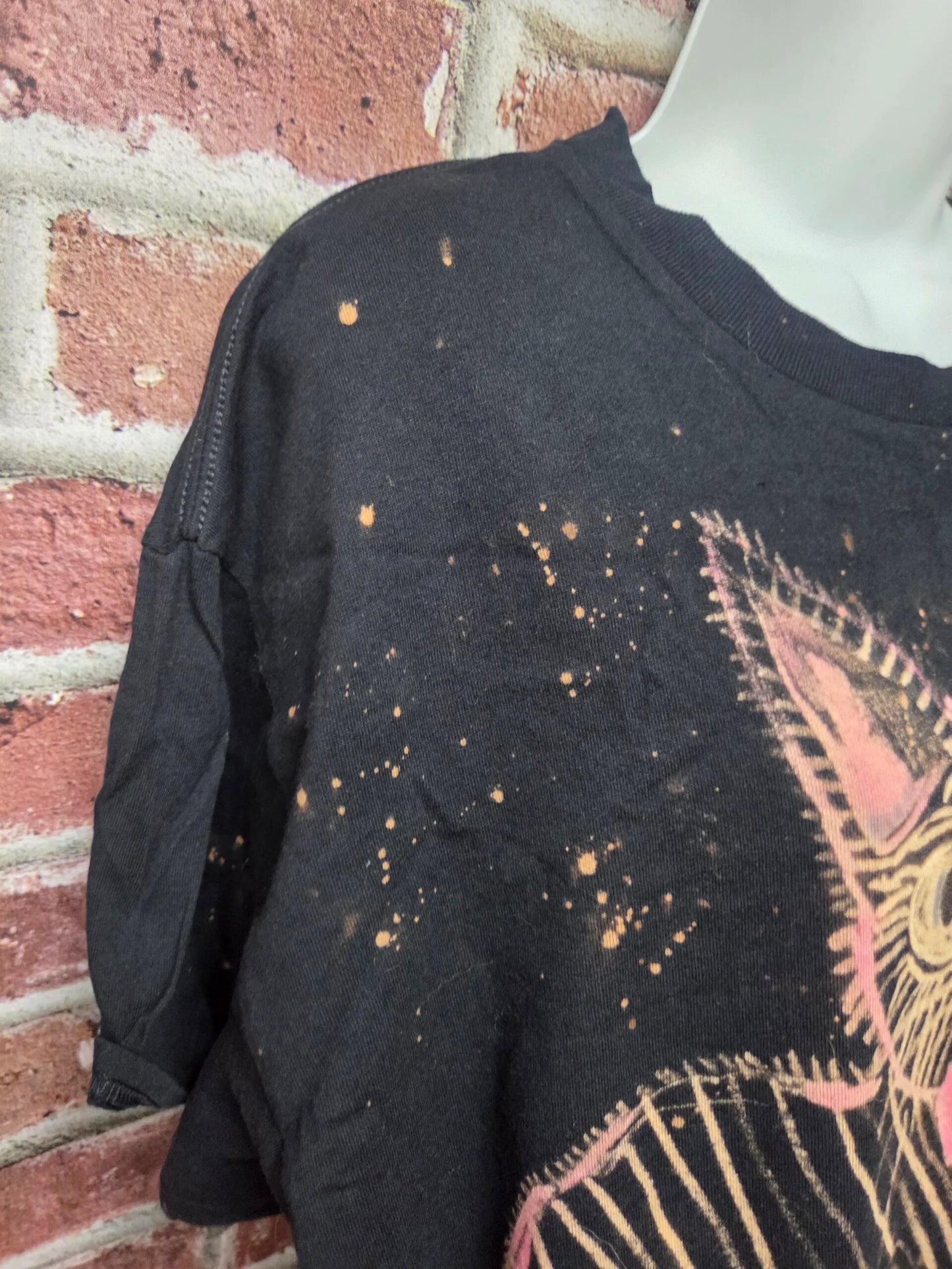 Hand Painted Cat Horror Tee — Bleached Wearable Art | Canvas Rejects