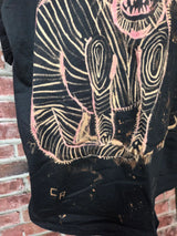 Hand Painted Cat Horror Tee — Bleached Wearable Art | Canvas Rejects