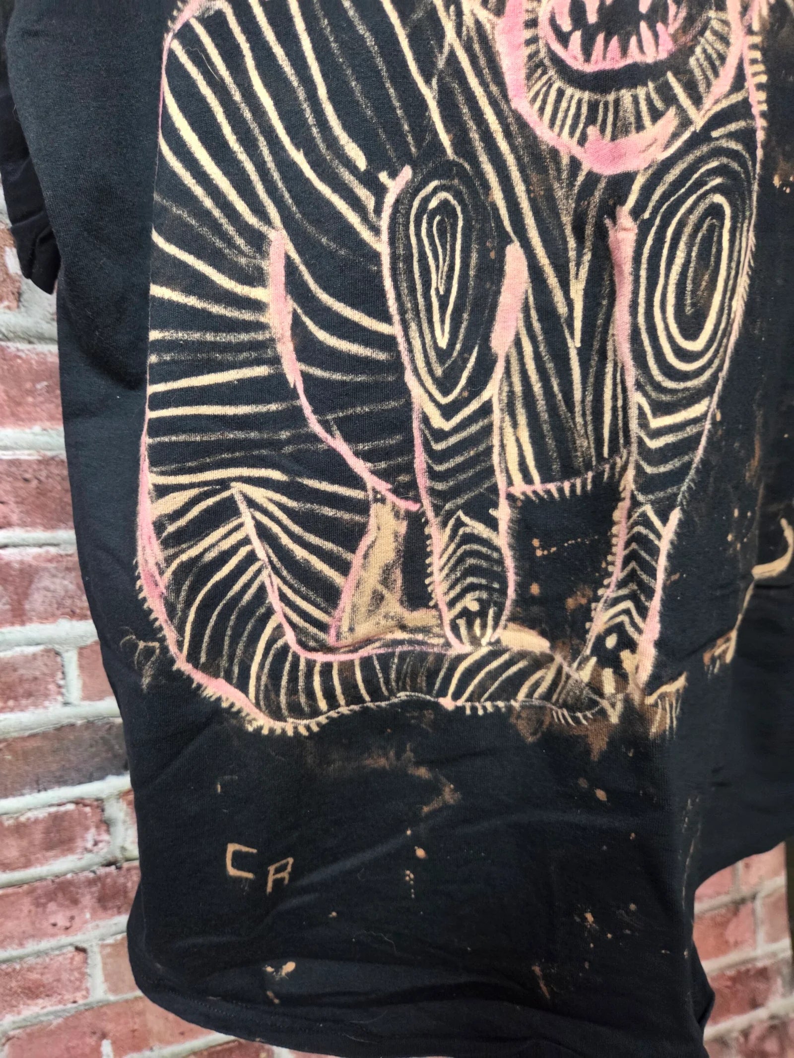 Hand Painted Cat Horror Tee — Bleached Wearable Art | Canvas Rejects