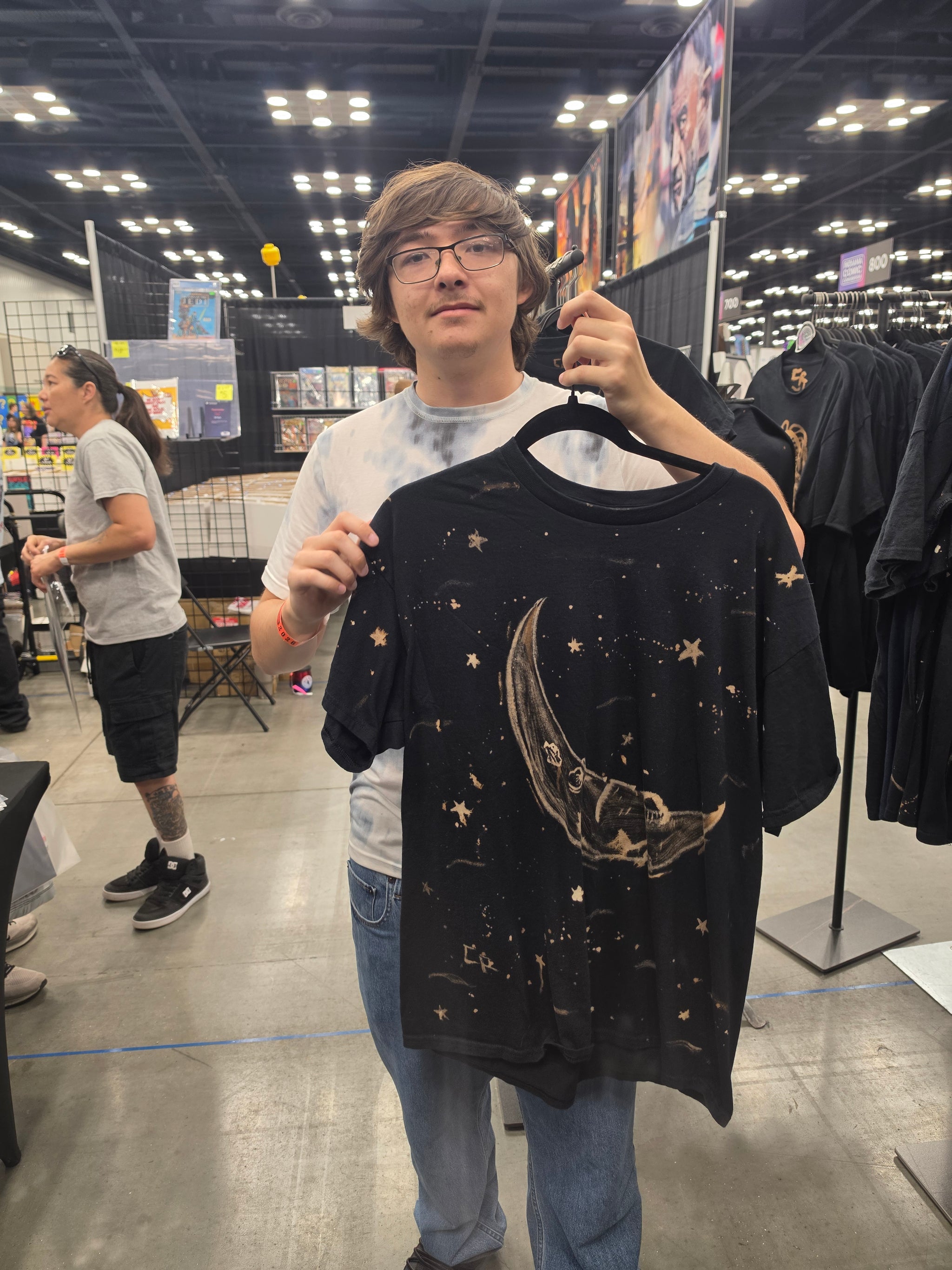 Hand Bleached Moon or Sun Tee — Heavy Cotton / One of One