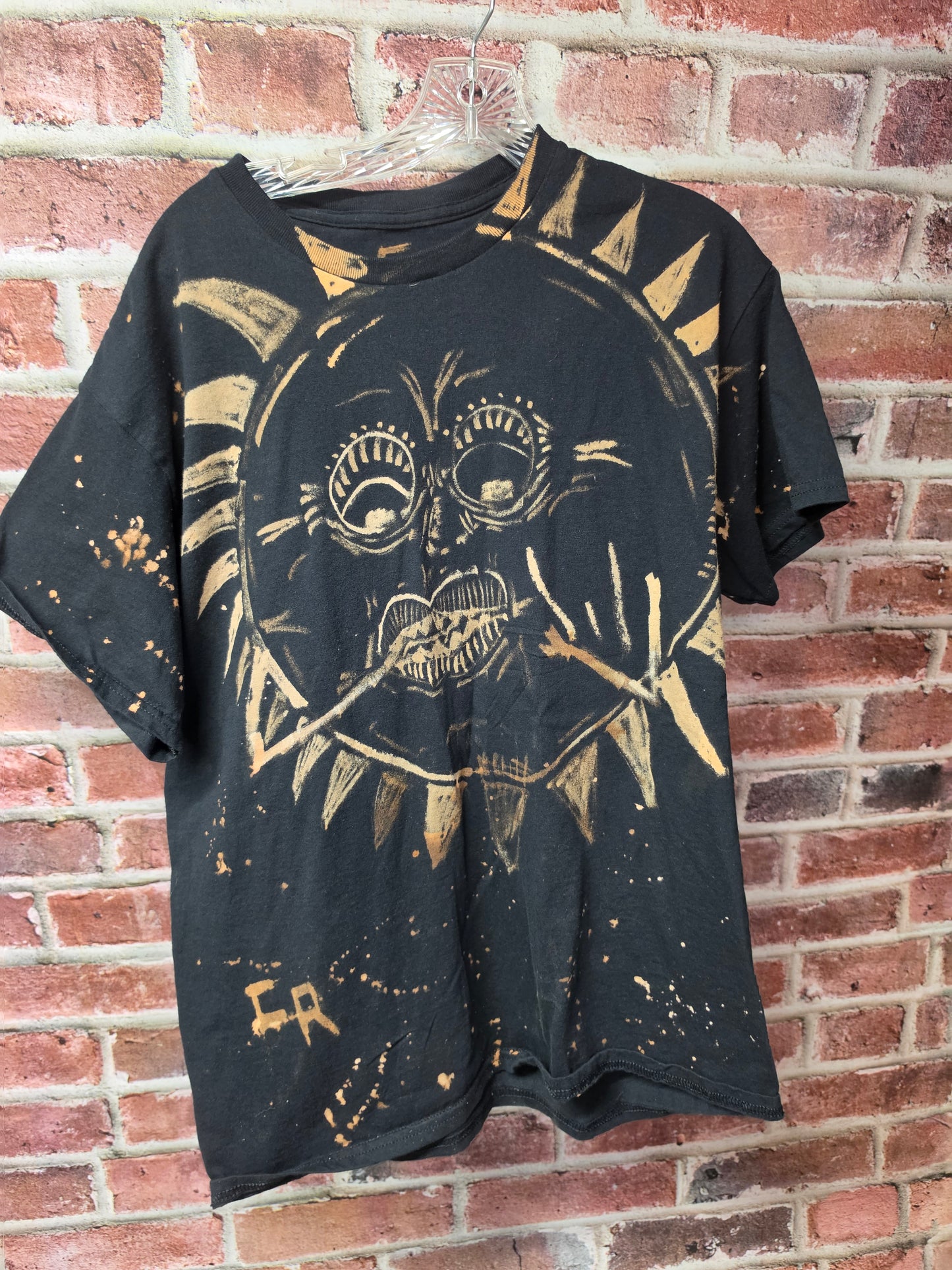 Hand Bleached Moon or Sun Tee — Heavy Cotton / One of One