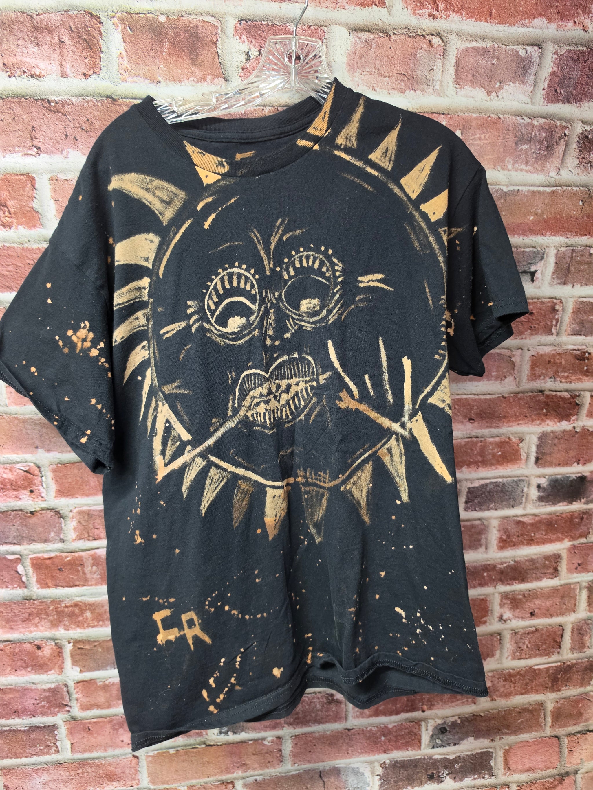Hand Bleached Moon or Sun Tee — Heavy Cotton / One of One