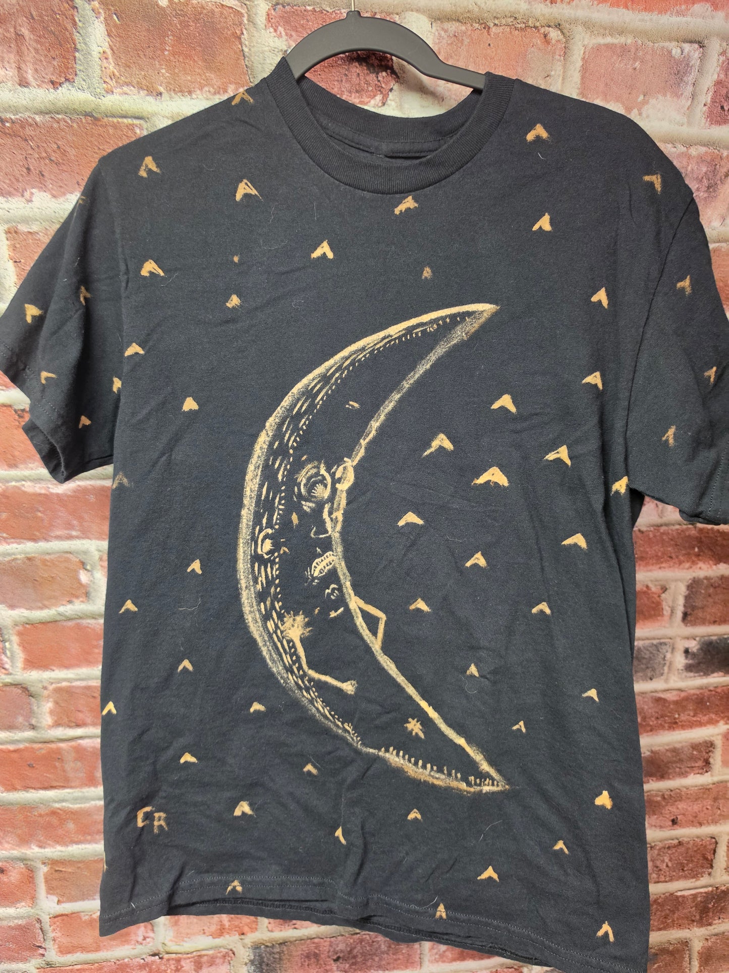 Hand Bleached Moon or Sun Tee — Heavy Cotton / One of One