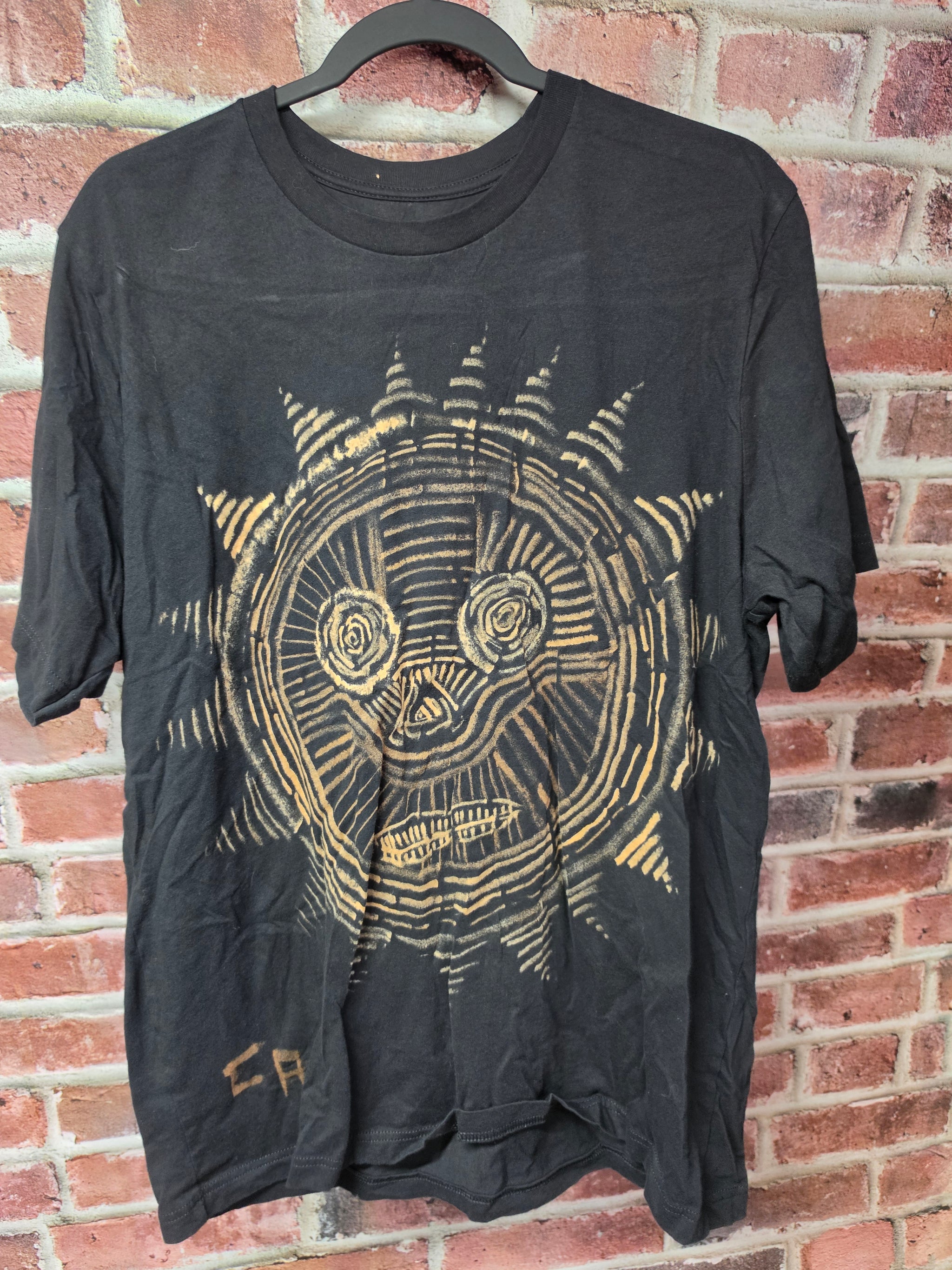 Hand Bleached Moon or Sun Tee — Heavy Cotton / One of One
