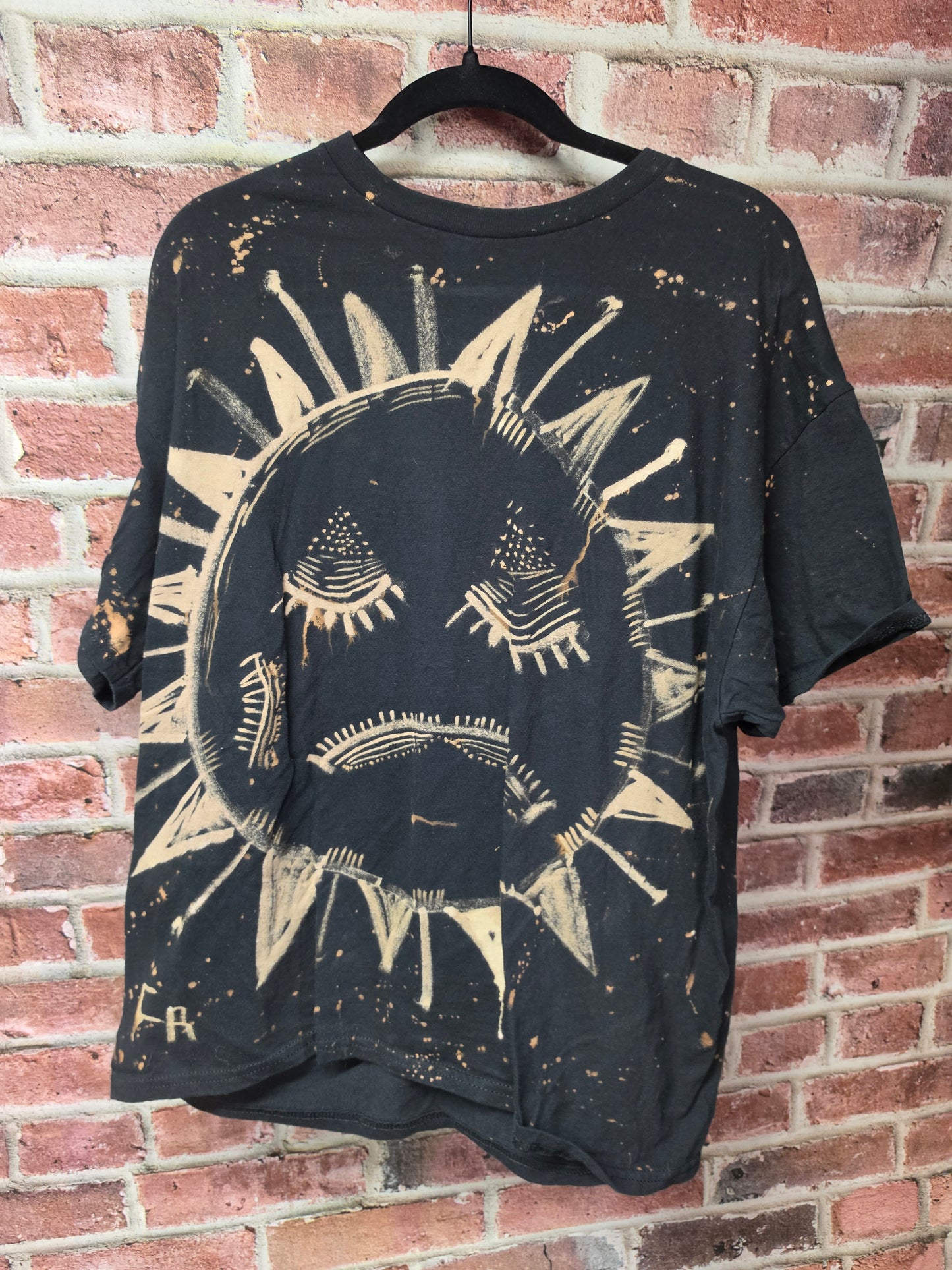 Hand Bleached Moon or Sun Tee — Heavy Cotton / One of One