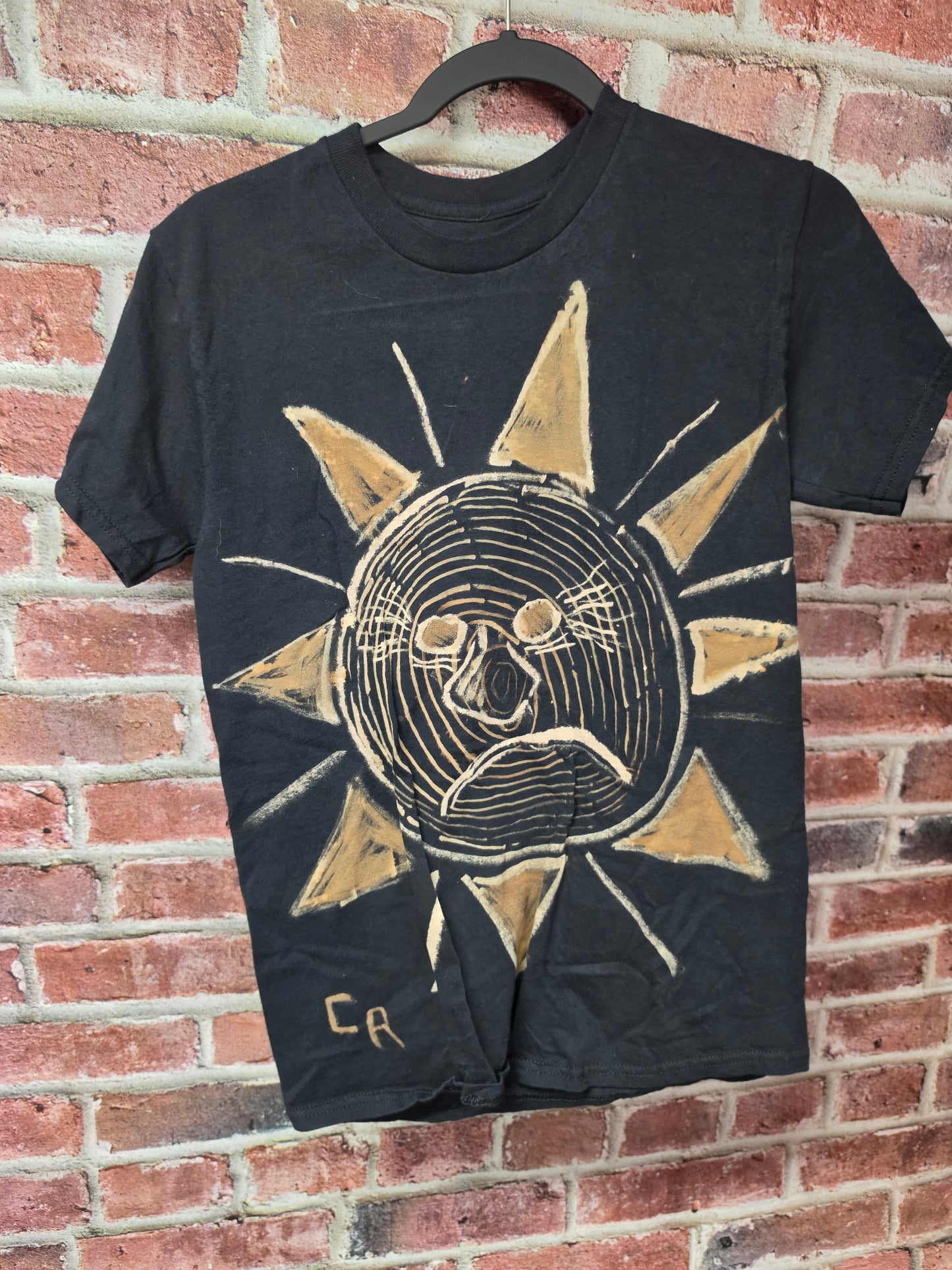Hand Bleached Moon or Sun Tee — Heavy Cotton / One of One