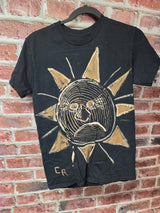 Hand Bleached Moon or Sun Tee — Heavy Cotton / One of One