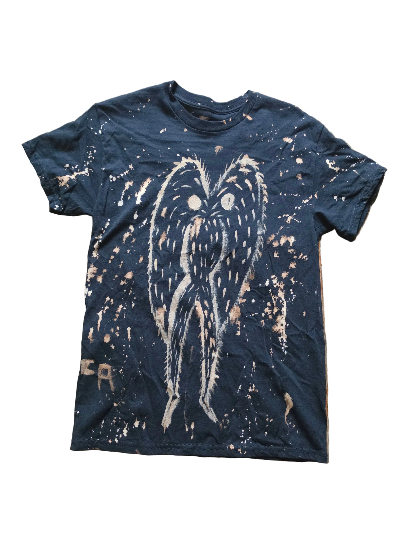 Classic Mothman Tee Hand Bleached Acid Wash T-shirt